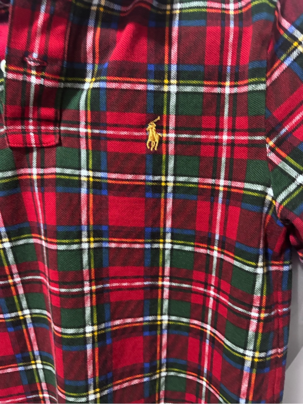 Polo by Ralph Lauren Red Plaid Short-Sleeve Polo L (14-16) - Picture 3 of 6
